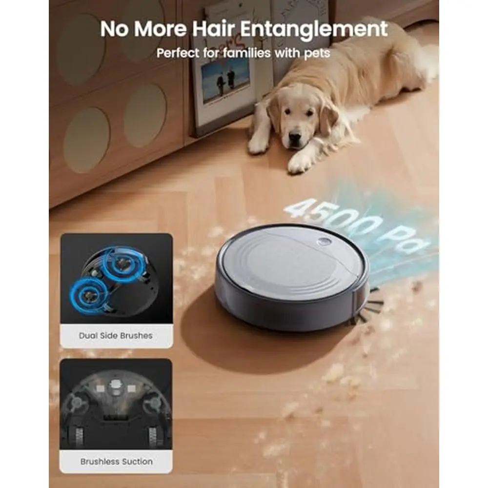 Powerful Suction Robot Vacuum Cleaner Quiet 160 Mins Self-Charging Slim HEPA Filtration Robotic Vacuums Hard Floors Low Pile