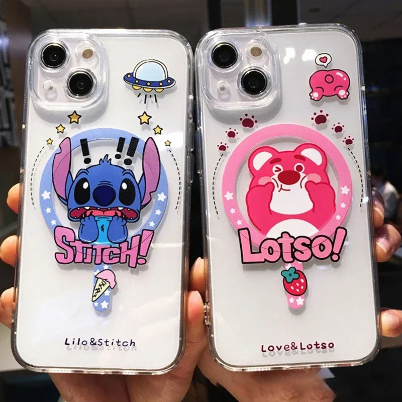 Phone Case For Samsung Galaxy S24 S23 S22 Ultra S21 S20 Plus FE Note 20 10 Disney Stitch Chip Dale Clear Magsafe Magnetic Cover