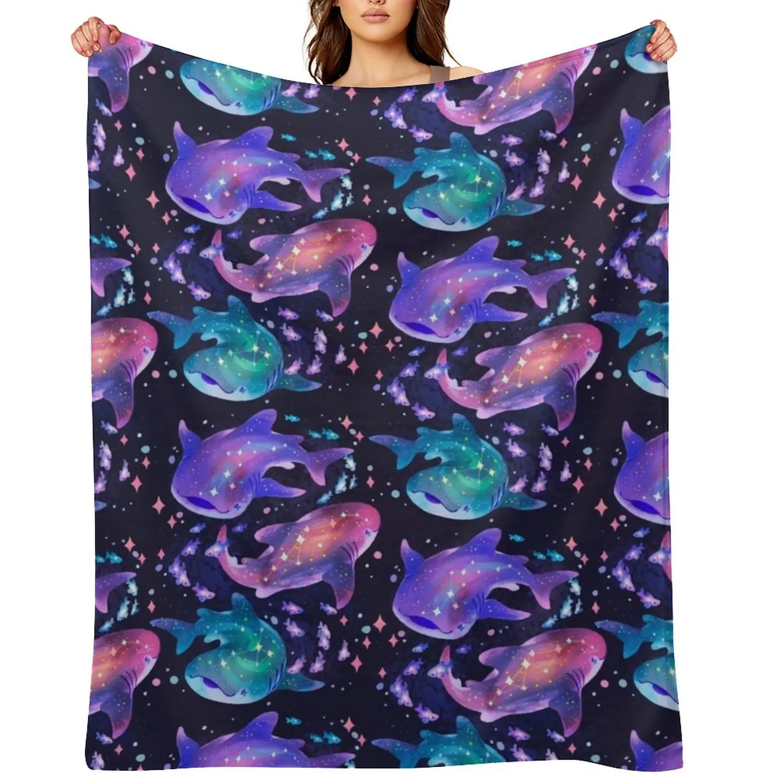 

Cosmic Whale Shark Throw Blanket Weighted cosplay anime Decorative Sofas manga Blankets