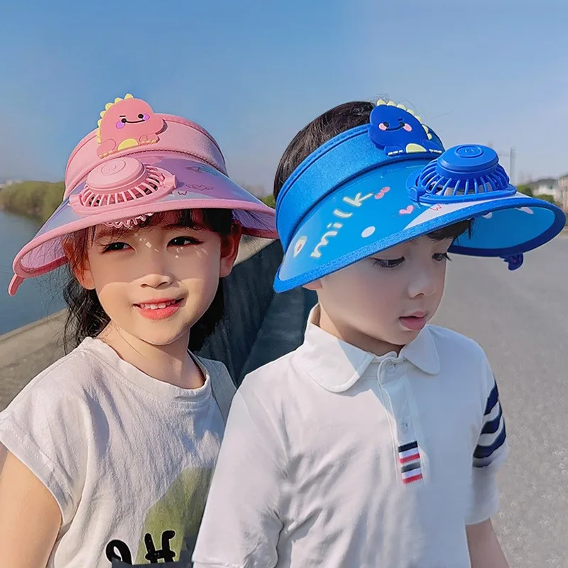 

Summer Children's Sunshade Hat with Fan USB Rechargeable Sunshade Hat Cartoon Cute Outdoor Children's Large Brim Empty Top Hat