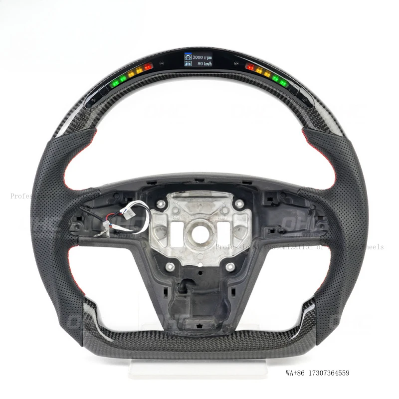 Suitable for Tesla Model S/X Plaid modified round steering wheel carbon fiber car steering wheel