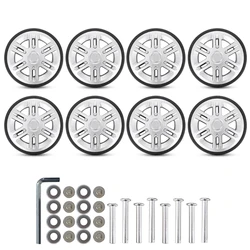 8Pcs 60mm Suitcase Wheels Luggages Double Wheels Swivels Castors Repair Kits Easy to Install for Replacement Luggages