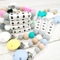 Lofca Silicone Clip Custom Personalized Name Handmade Chain Teething Toy Chew DIY Gift Silicone Crown Holder Soother Baby