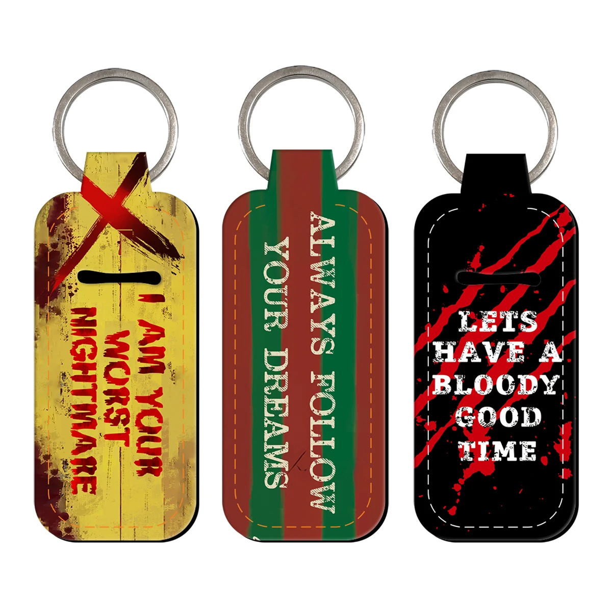 Scary Movie Clip On Lipstick Holder Keychain Print Cartoon Keyring Trendy Lip Balm Key Chain Bag Charms Travel Accessories