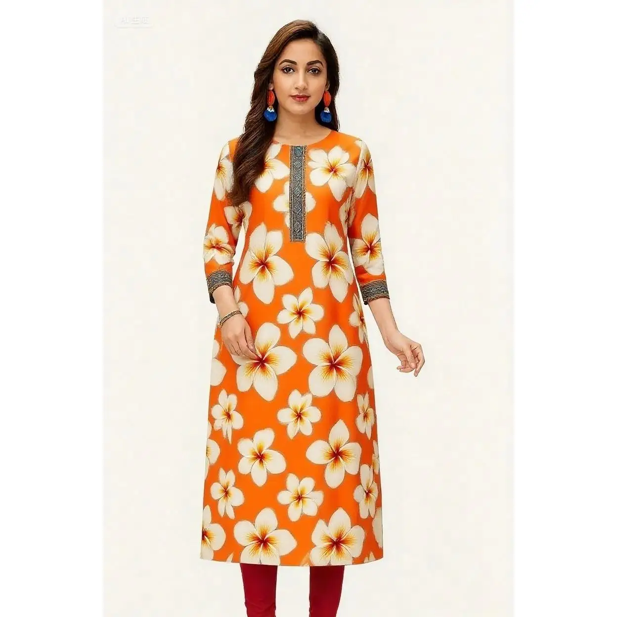 2026 Dress kurt women's fashionable and elegant long sleeved straight tube casual round neck colorful pattern noble skirt