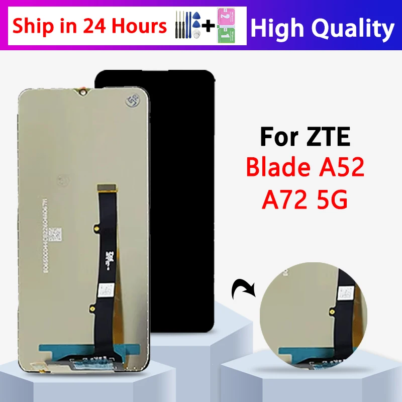 Pantalla LCD de 6,52 pulgadas probada para ZTE Blade A52, montaje de digitalizador con pantalla táctil para ZTE A72 5G 7540N, repuesto de pantalla LCD