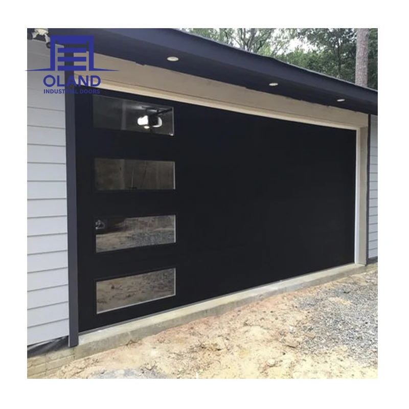 Custom Garage Door Modern Design Insulated Smart Sectional Glass Garages Doors Automatic Windproof Black