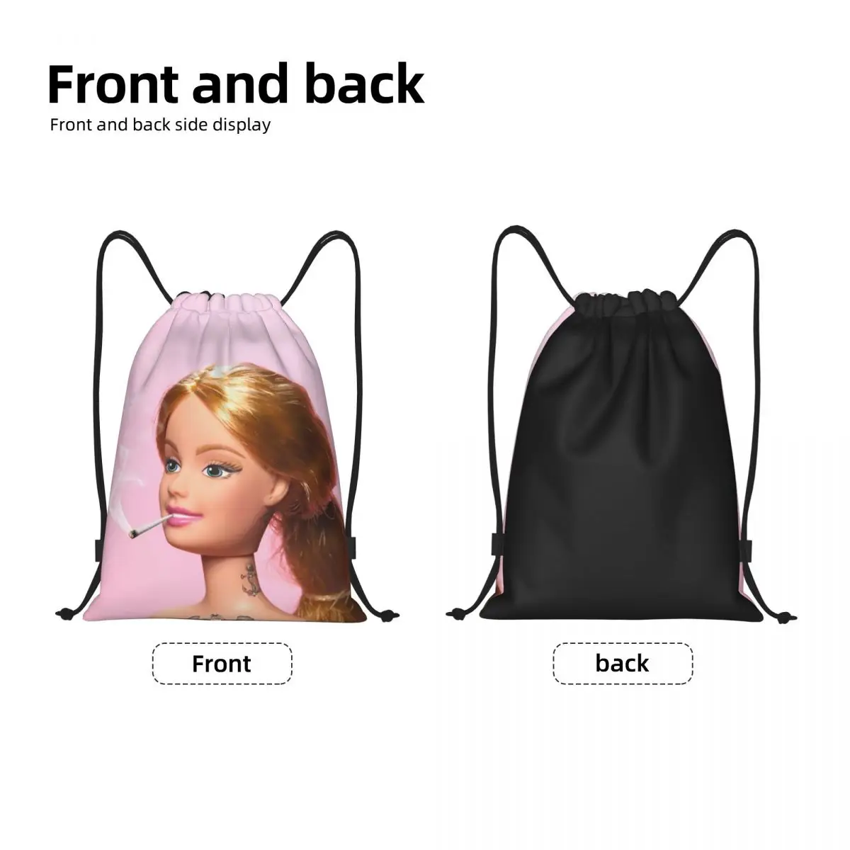 Custom Doll Smoking Drawstring Bag Women Men Lightweight Sports Gym Storage Backpack