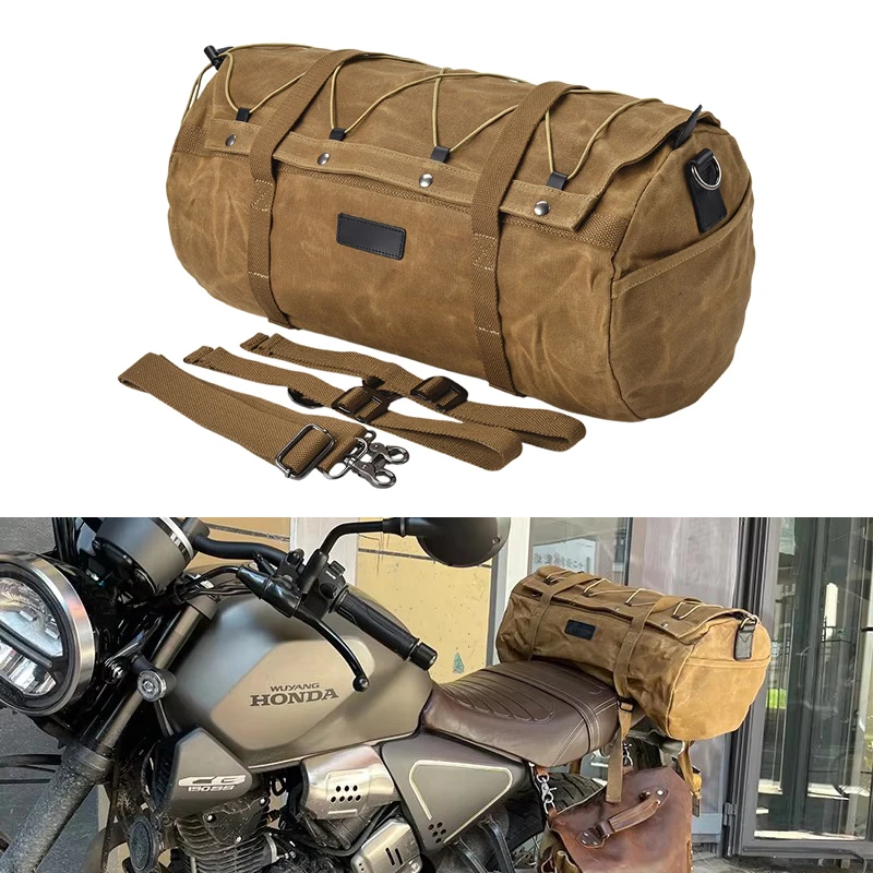 Vintage Motorcycle Rear Seat Bag Splashproof Universal Travel Bag Crossbody Handbag Tote Canvas Rear Tail Bag