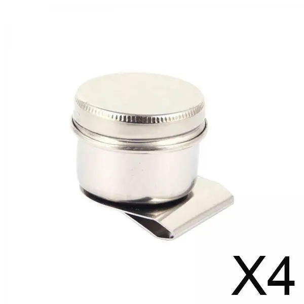 4x Oil Painting Brush Painting Cup Cleaning Calligraphy Ink Dish Container Paint Brush Stainless Steel Oil Palette Cup