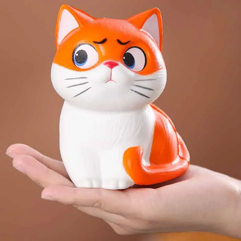 Chat mignon de dessin animé en PU, jouets à rebond lent, ornements de bureau créatifs, jouet de décompression pour enfants, meilleurs cadeaux, pincement de musique, jouet Fidget