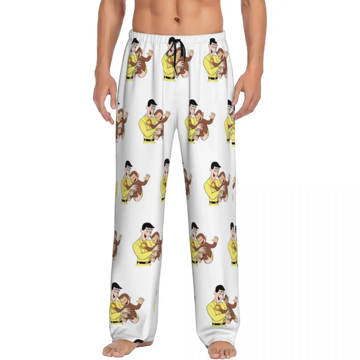 

Мужские пижамные штаны Custom Curious George, нижняя часть для сна и отдыха с карманами