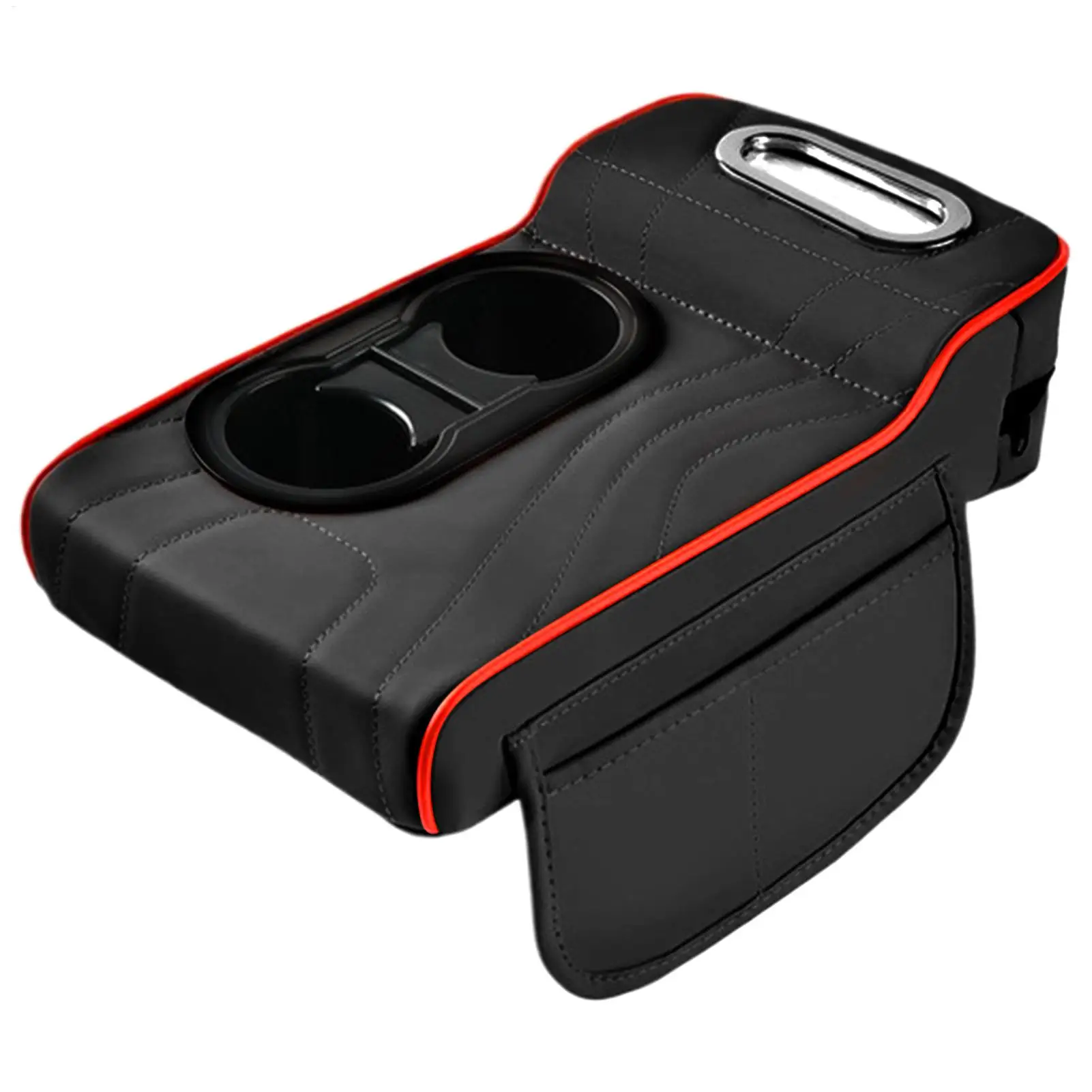 Arm Rest Cushion for Car Interior Heightening Middle Console Cover with 2 Storage Cup Holder Organizers Tissue Box Side Bag