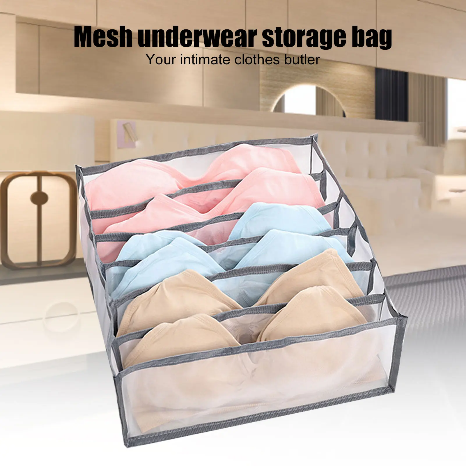 

Bras Container Closet Storage Boxes Underwear Mesh Foldable Breathable Multi Cells Socks Storage Box for Bras Panties