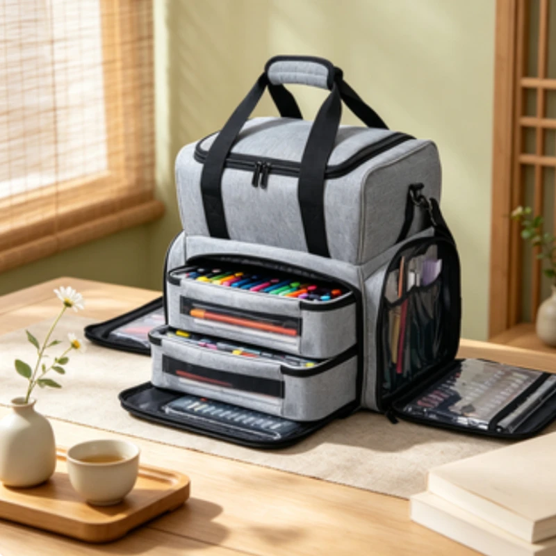 Durable Cosmetic Organizer Bag with Compartments, Large Capacity Portable Crossbody Travel Storage for Makeup & Toiletry