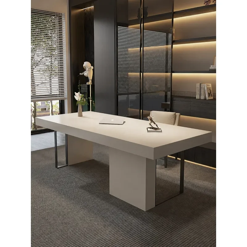 Light luxury Italian minimalist study desk modern simplicity high sense solid wood home living room computer office writing