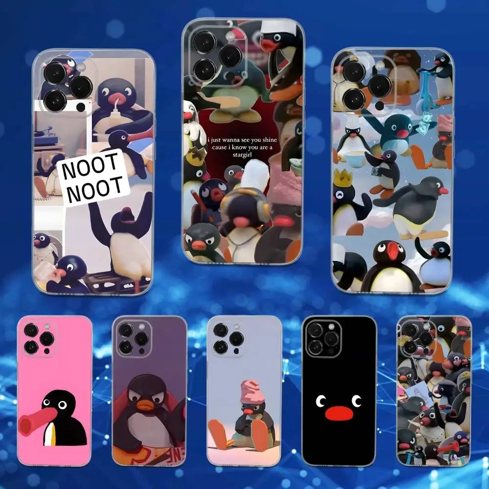 

Cute Art Pingu Penguin Phone Case For iPhone 16,15,17,14,13,12,11 Pro,Max,Plus,X,XS,XR,SE,Mini Transparent Soft Cover