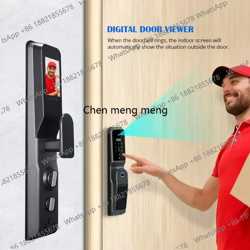 Wifi Video Smart Lock Digital Door Viewer Doorbell Active Face Fingerprint Unlock Tuya Remote Access Electronic Code Door Lock