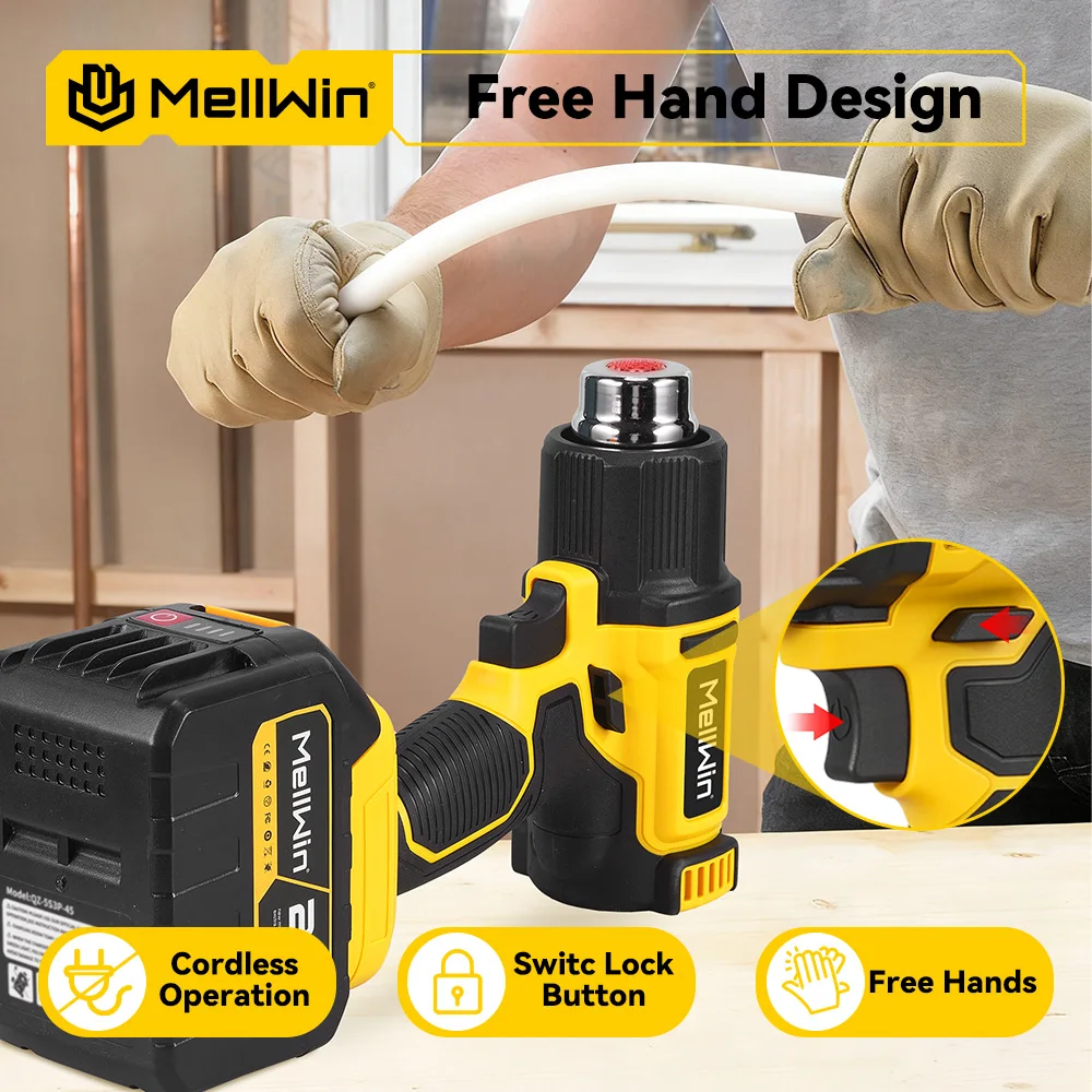 MELLWIN Cordless Electric Heat Gun 540°C 25 Gears Handheld Hot Air Blower Gun Home Welding Tool for Makita 18V Battery Pin - Image 6