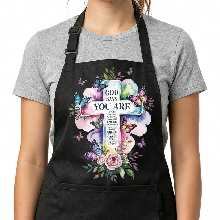 

Christian Cooking Apron Gifts Women God Says You Are Apron, Religious Kitchen Apron Mom Wife Grandma, Faith Based Apron With Po