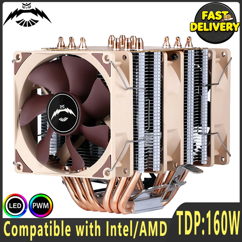 4/6 Heat Pipe CPU Cooler Dual Tower 1/2/3 Fan 4pin Design, Large-Area Heat Dissipation Fin Set, Worry Free Overclocking Cooling
