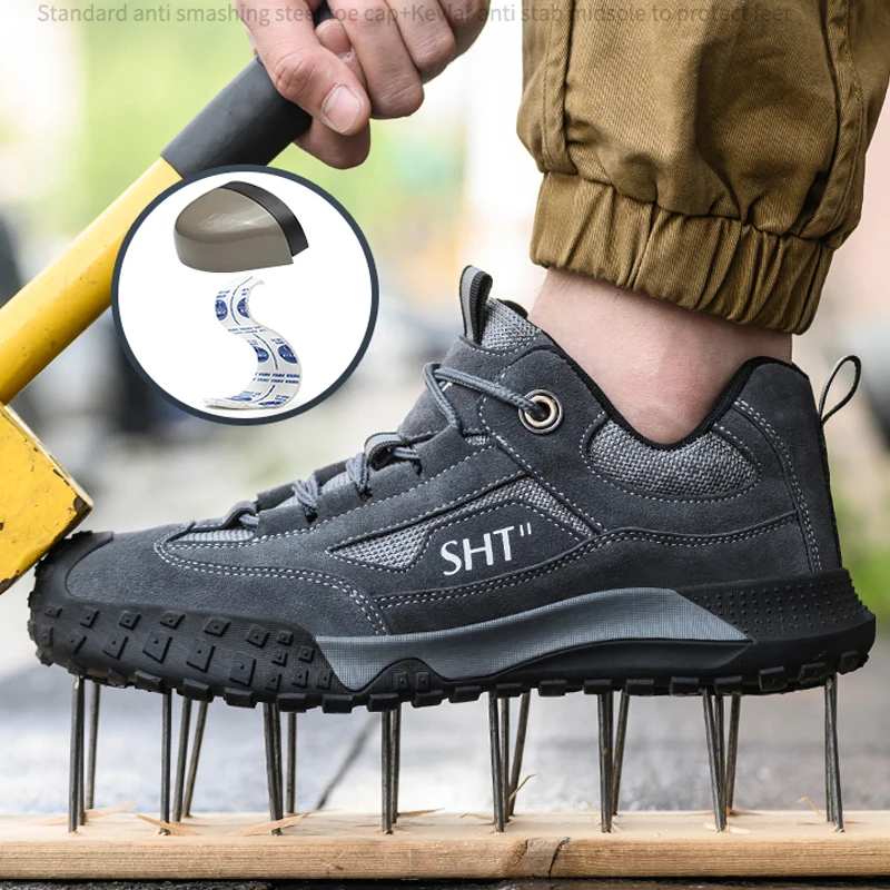 Quality Safety Shoes Men Puncture-Proof Work Shoes Wear Resistant Indestructible Shoes Anti Scalding Anti Slip Steel Toe Shoes