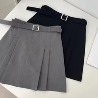 Lucyever, falda acampanada de estilo Preppy para mujer, novedad de verano, faldas plisadas de cintura alta en negro y gris, minifaldas informales para estudiantes