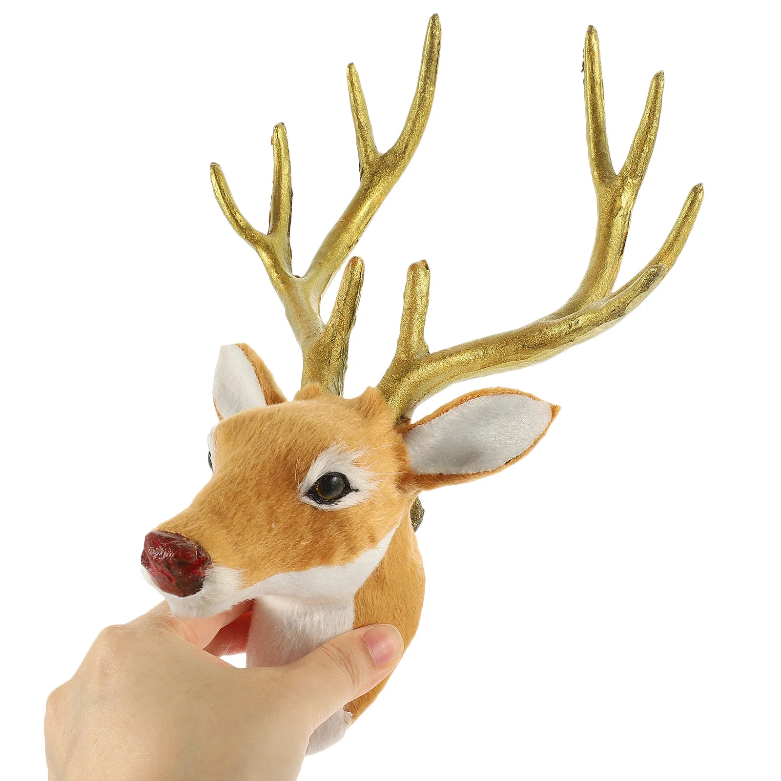 

Small Reindeer Head Sculpture Christmas Elk Head Statue Lightweight Holiday Party Photo Prop Home Decor Tabletop Animal