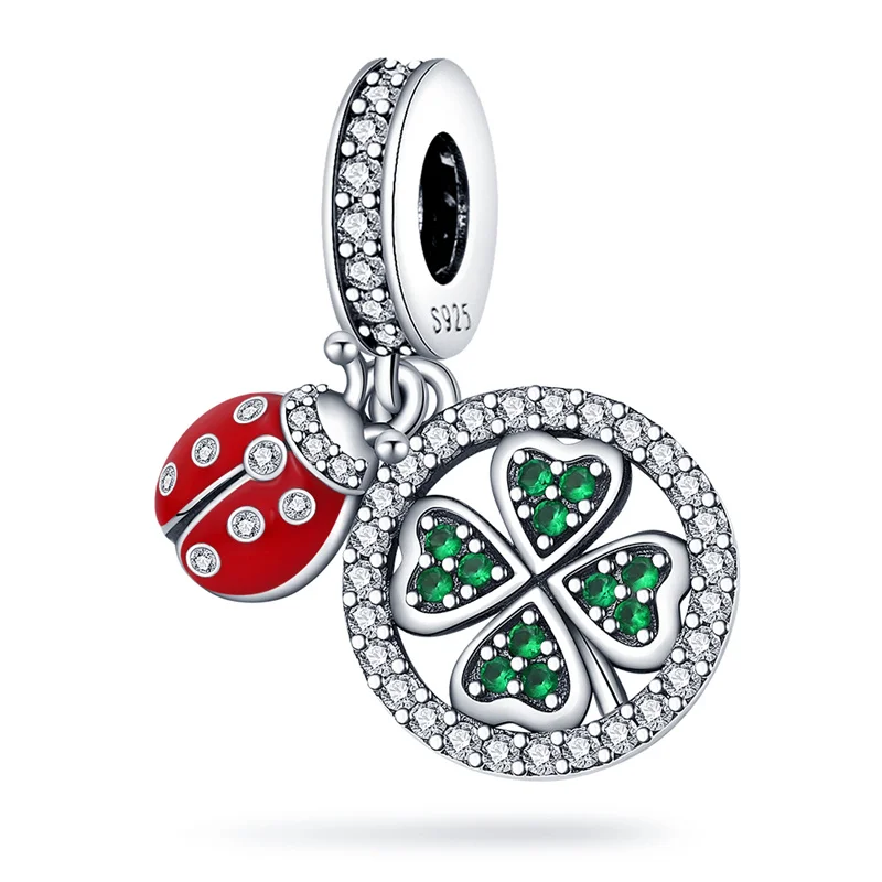 Silver Four-Leaf Clover Charms Beads for DIY
