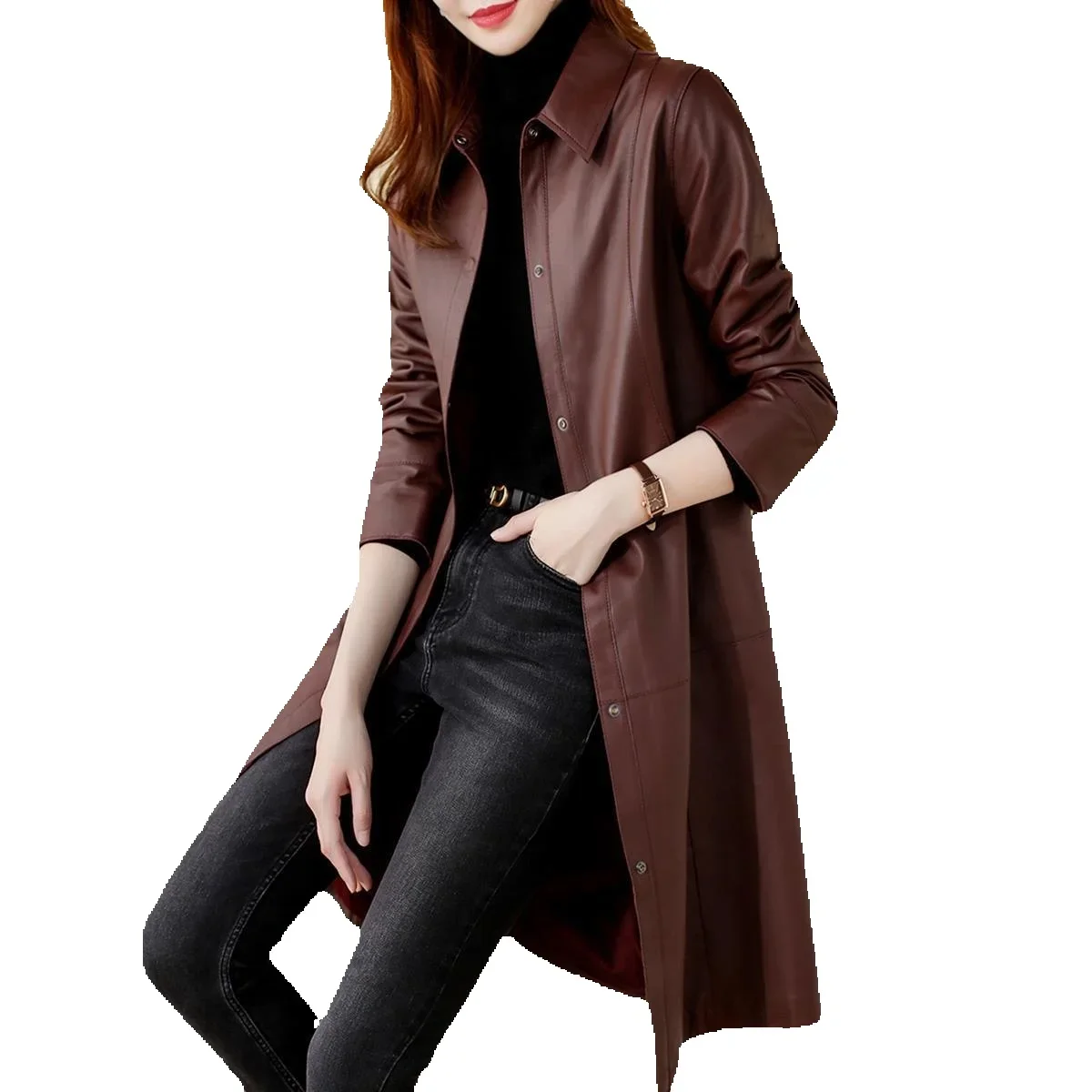 High End Sheepskin Genuine Leather Clothing For Women's Outerwear, Long And Stylish, With A Light And Fashionable Look