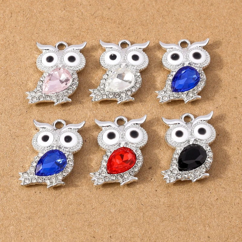 10pcs 22*15mm Crystal Owl Charms Pendant DIY Necklace Earrings Bracelet Jewelry Making Accessories Supplies