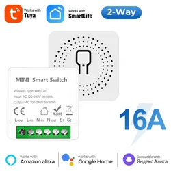 WiFi Smart Switch 16A Module 2-way Control Mini Switch Breaker Works With Tuya Smart Life APP Alexa Google Alice 1pc
