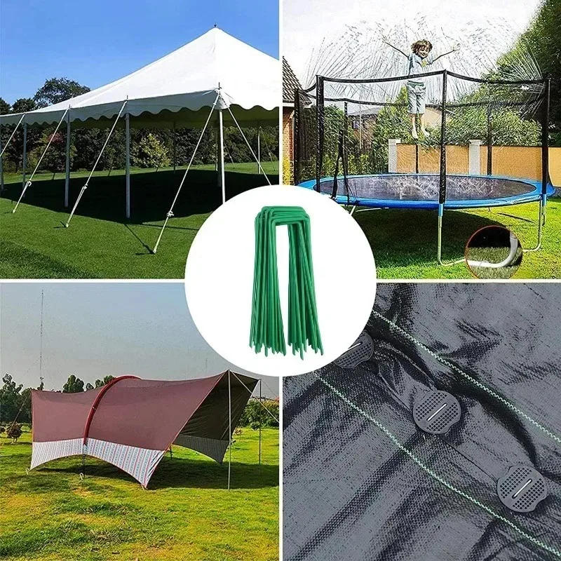 Picture 6: U-Shaped Garden Staples Landscape Pins Ground Pegs for Weed Barrier Fabric Sod Tent Lawn Yard Securing Spikes Anchoring Stakes