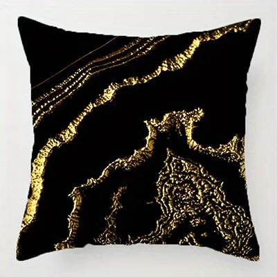 Short plush material pillowcaseHome Decor Black & Gold Geometric Pattern Pillow Covers Pattern Cushion Cover Suitable for Sofa B