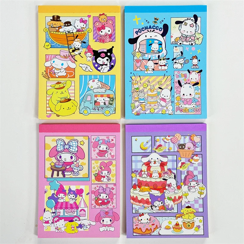 4 Pcs/Set Cartoon Notebooks Stitch Anime Characters Labubu Chiikawa Color Inner Page Cute Student Mini Notebook Student Supplies