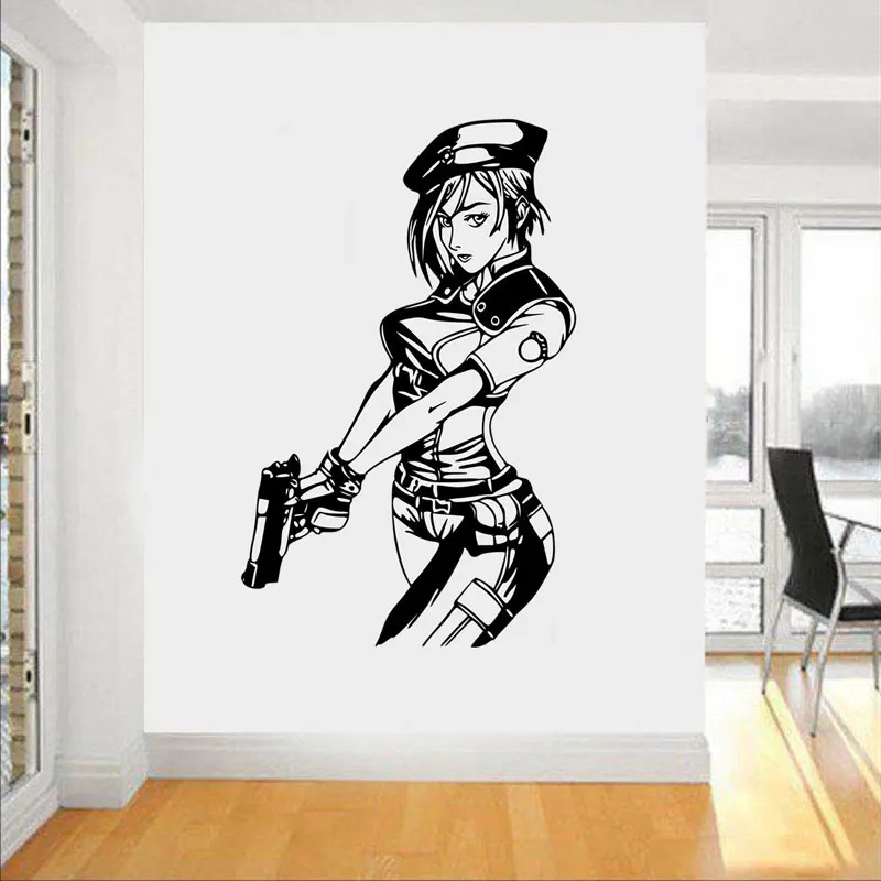 

Fashion Girl Jill Valentine Wall Sticker Vinyl Home Decor for Girls Bedroom Game Room Poster Gamer Decals Wallpaper Murals Q102
