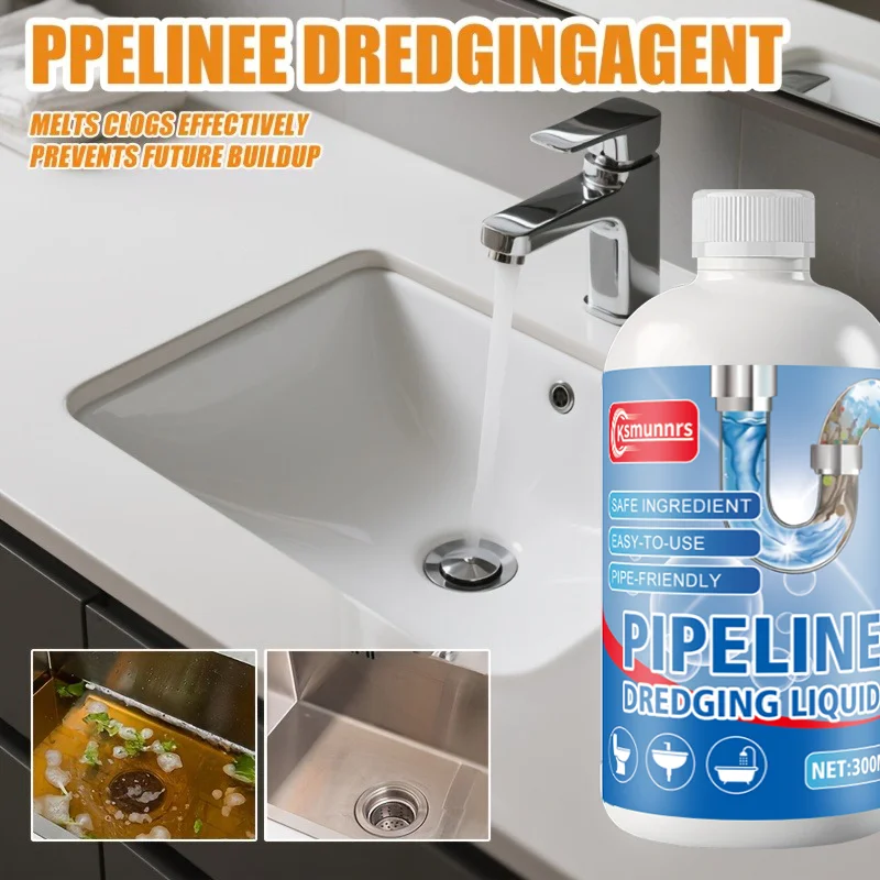 Drain Cleaner Liquid: Fast and Powerful Formula Dissolves Clogs in Pipes and Restores Smooth Drainage. Quickly Breaks Down, Soft
