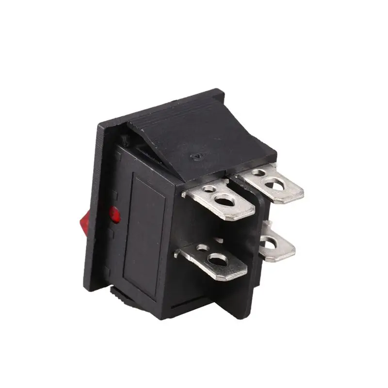 M12K-5X Red Light Illuminated 4 Pin DPST ON/OFF Snap In Rocker Switch 16A 20A 250V AC