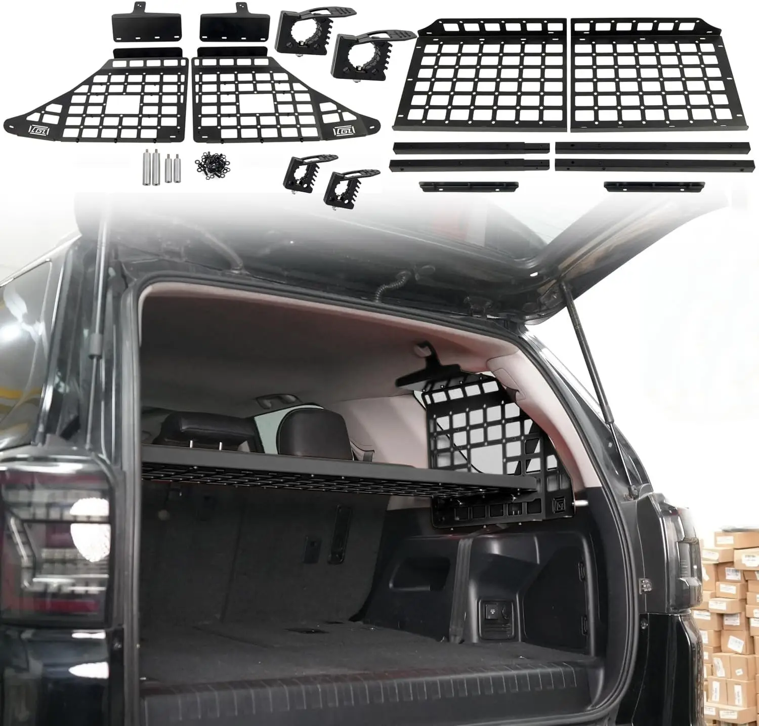 Car Trunk Storage, Aluminum Alloy, Silver, Modular and Whole Kit for 2010 - 2024 Cars
