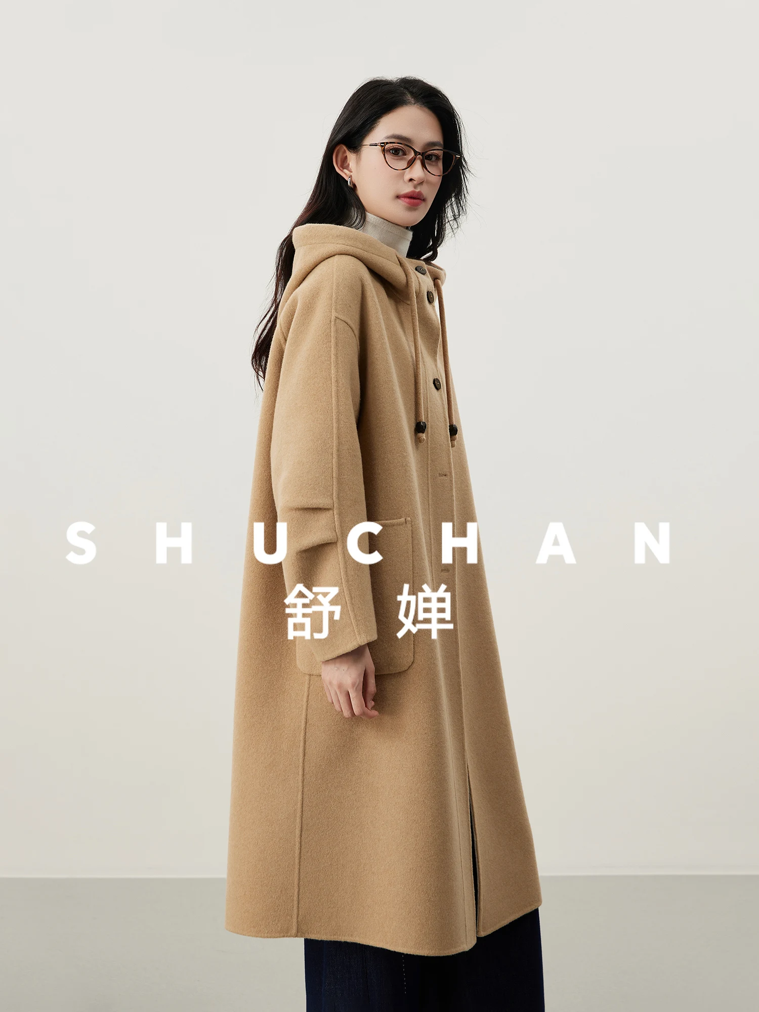 Casual High-count Australian Hair Ouble-sie Contrasting Woolen Coat 25 Autumn An Winter Woolen Coat Women