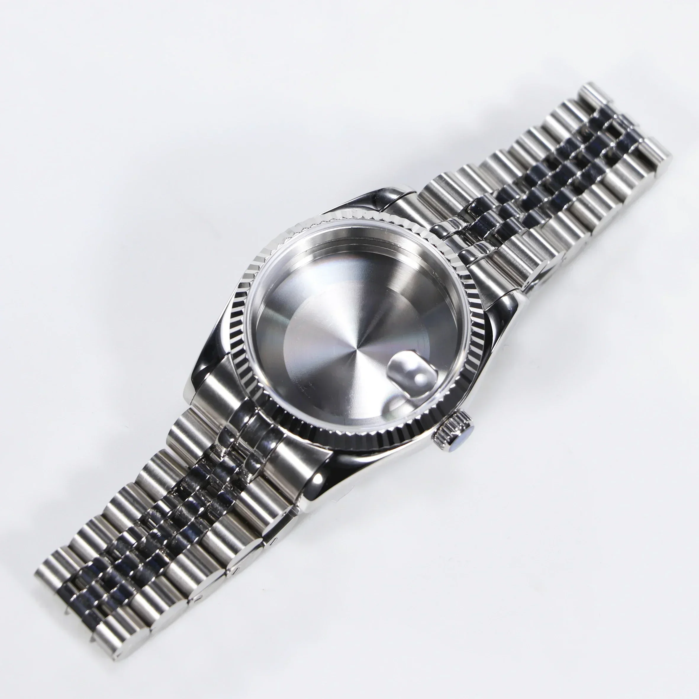 RIMALTI 36mm Dress  Case Oyster Jubilee Bracelet Magnifying Glass Flat Mirror Glass Sapphire  AR Coating for NH35 NH36 4R