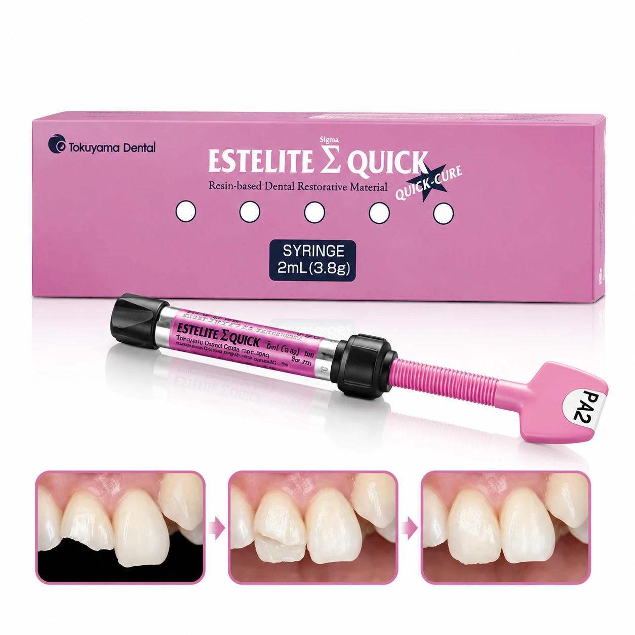 1/2Pcs Tokuyama Dental Repair Composite Resin Photocuring Resin ESTELITE ∑ QUICK Syringe 2ml(3.8g) Lable Filling