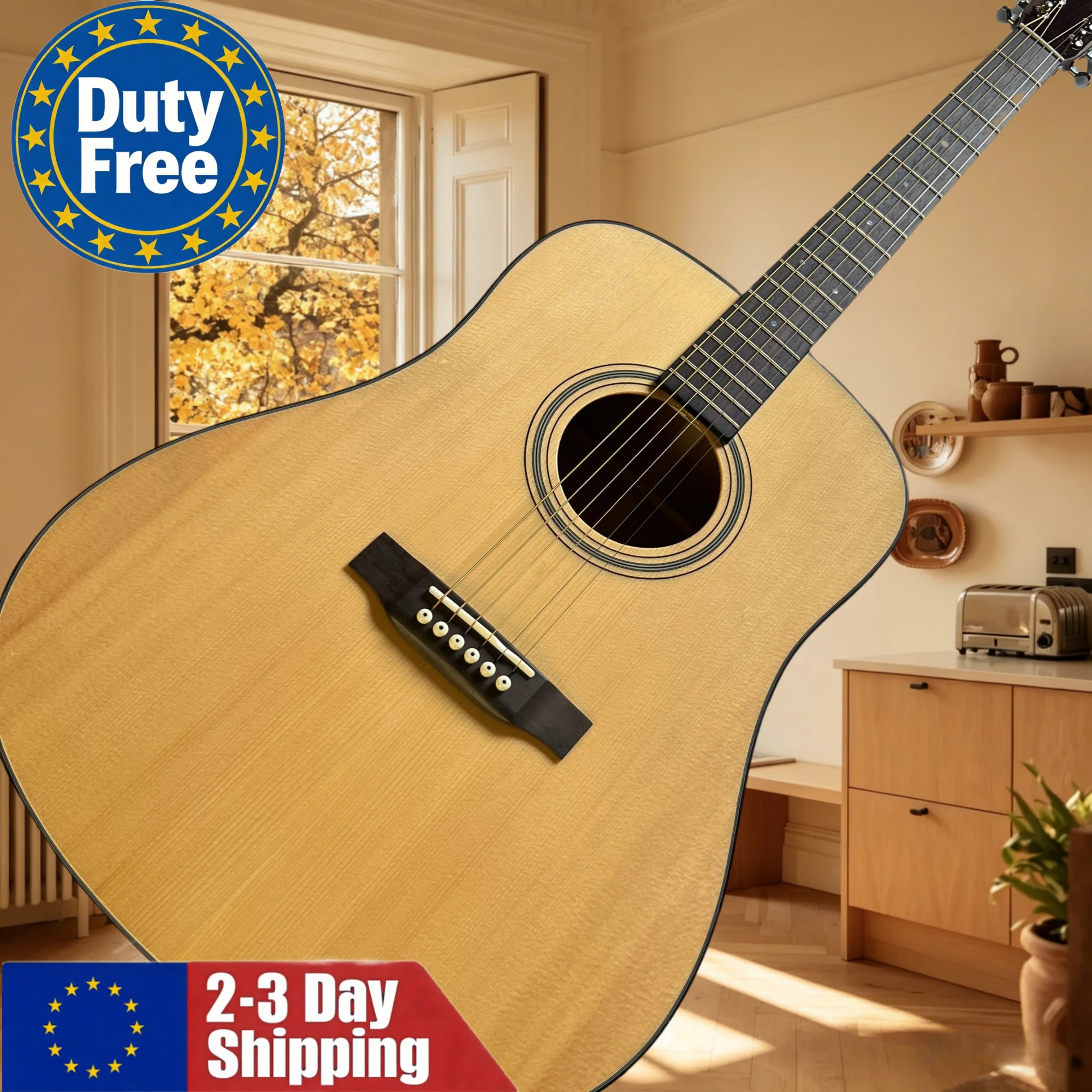 Guitare folk allemande à pont fixe, table massive, 6 cordes, pour débutants, best-seller classique