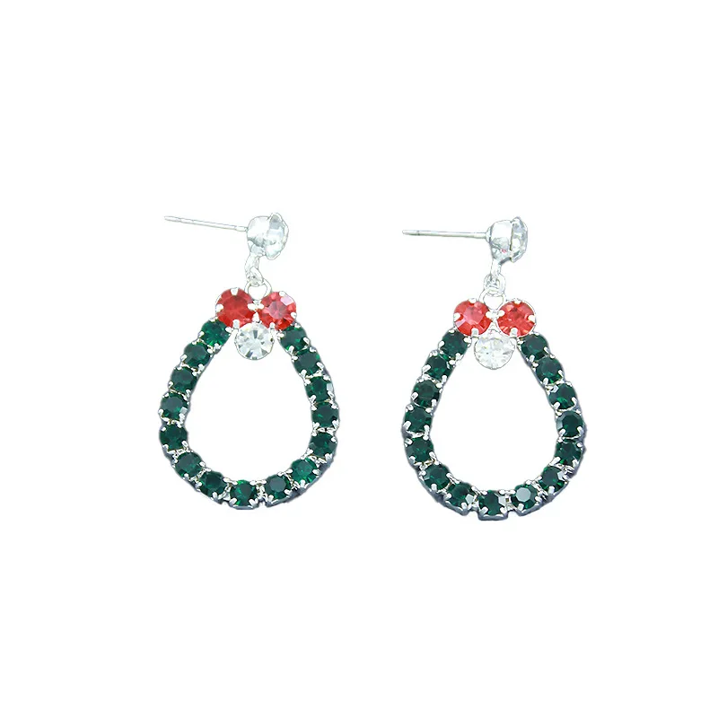

New Christmas Themed Waterdrop Shaped Colorful Rhinestone Women's Earrings for Holiday Parties Fashion Jewelry Accessories