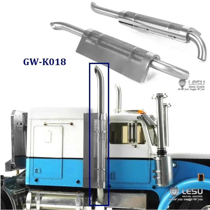 RC 1/14 Metal Chimney Exhaust Pipe for Tamiya Hydraulic Excavator Loader Dump Truck for MAN VOLVO Trailer Tipper DIY Parts