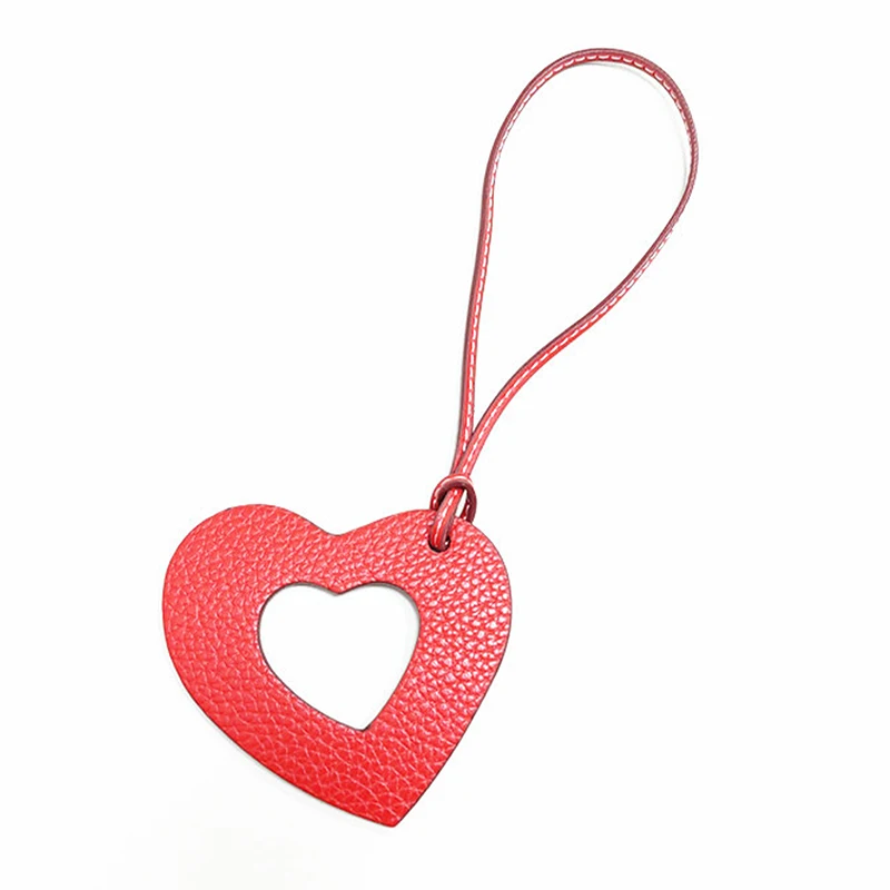 1PCS Hollow Out Heart-shaped Shape Leather Tassels Keychain Bag Charms Tassels For Jewelry Making Key Chain DIY Craft Accessory