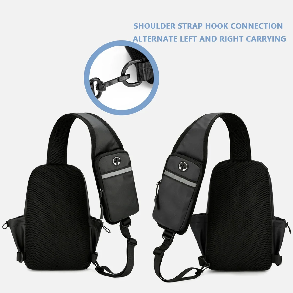 Mochila para acampar al aire libre, hombro inclinado, deportes de ocio, bolsa de pecho impermeable, adecuada para hombres y mujeres