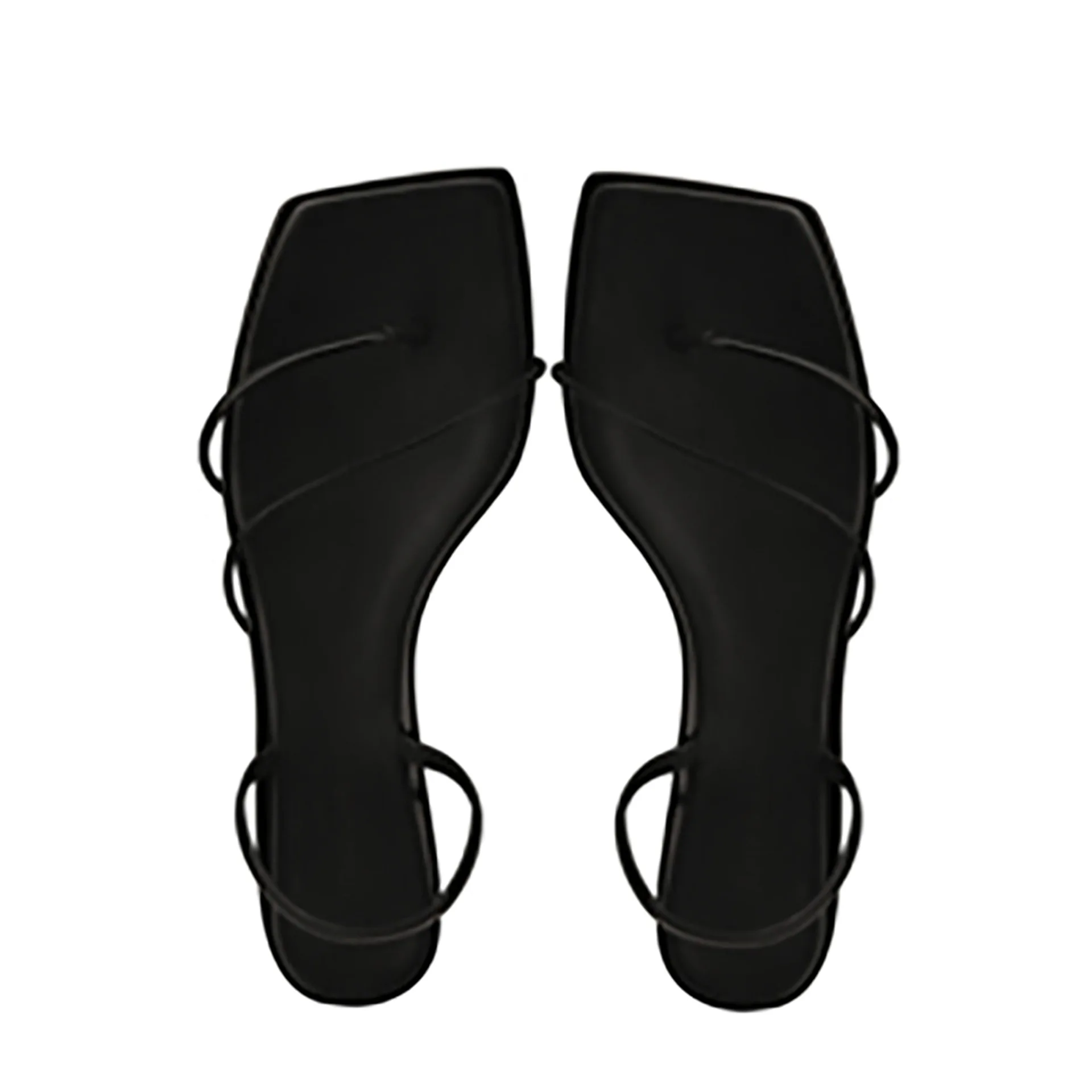 2026 INS Hot Sale Women's Square Toe Sandals Thin Strap Kitten Heel Clip Toe Sandals Casual Slip On Summer Outer Wear Slippers