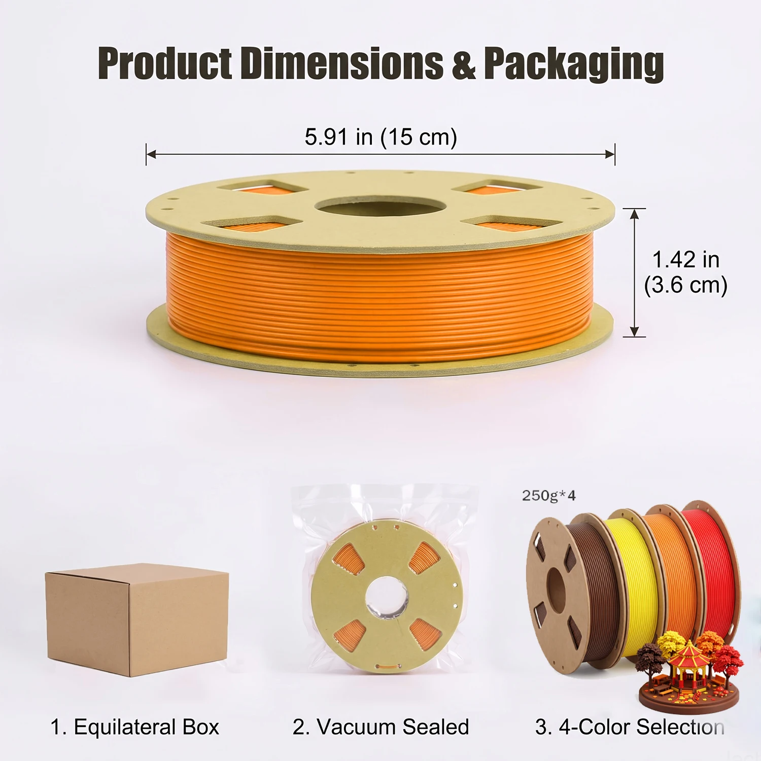 PLA Plus 1.75mm 3D Filament Optional 200g 250g 500g 1000g Brown Yellow Orange Red High Toughness for FDM 3D Printers