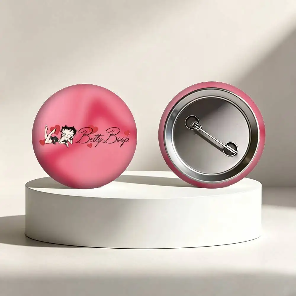 B-Betty Boop Chibi Retro Stage Red Heart  25 32 44 58 75mm Badges Personalized Round Brooches Pins Accessory Gift view 6